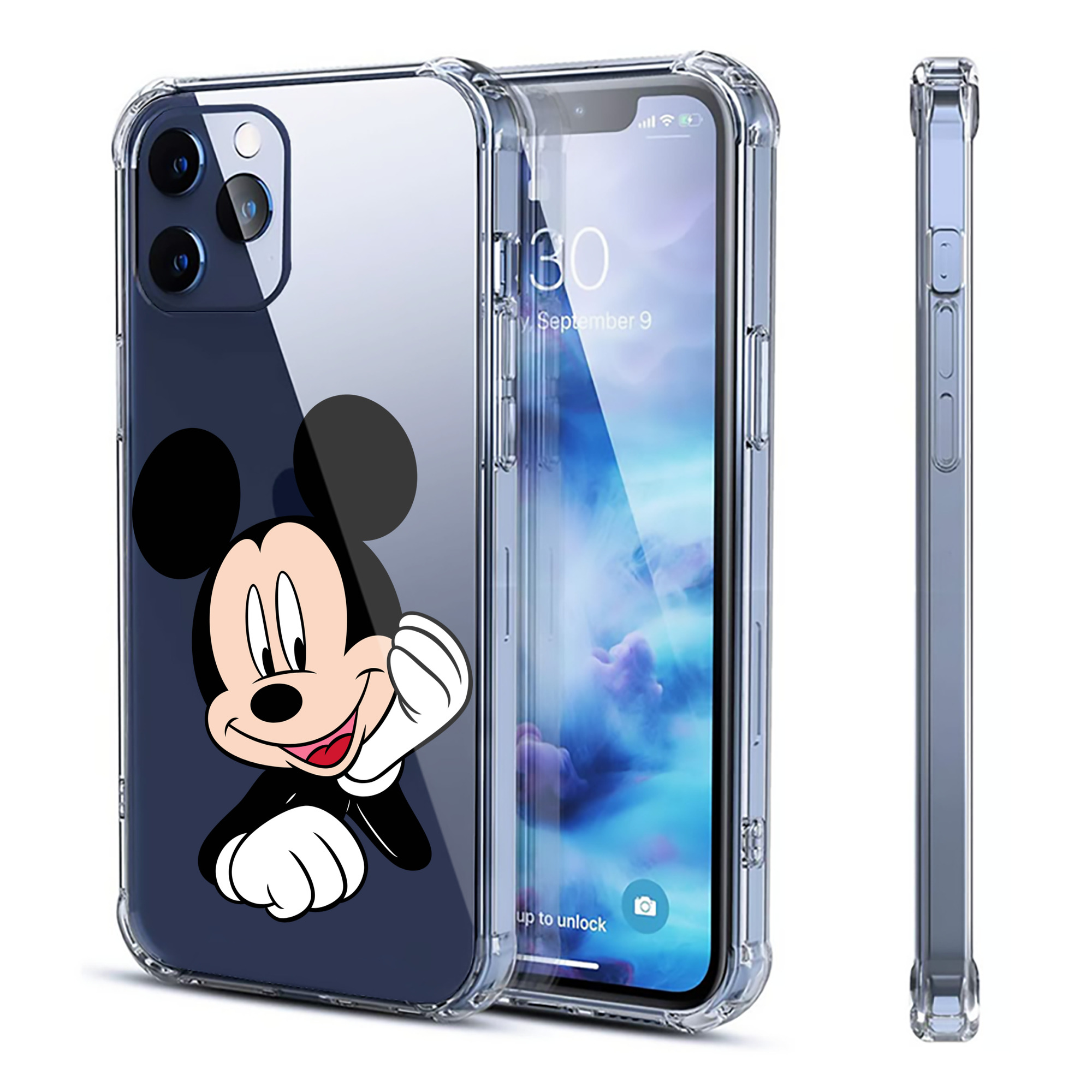 （画像用） ミッキーマウス Mickey Mouse 【iPhone 12シリーズ対応】透明スマホケース（クリアソフトケース）